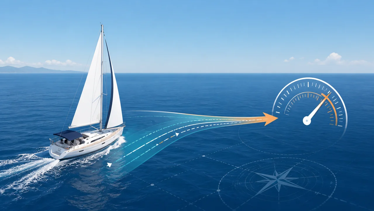 Sailing illustration for unit conversion, not a navigation chart