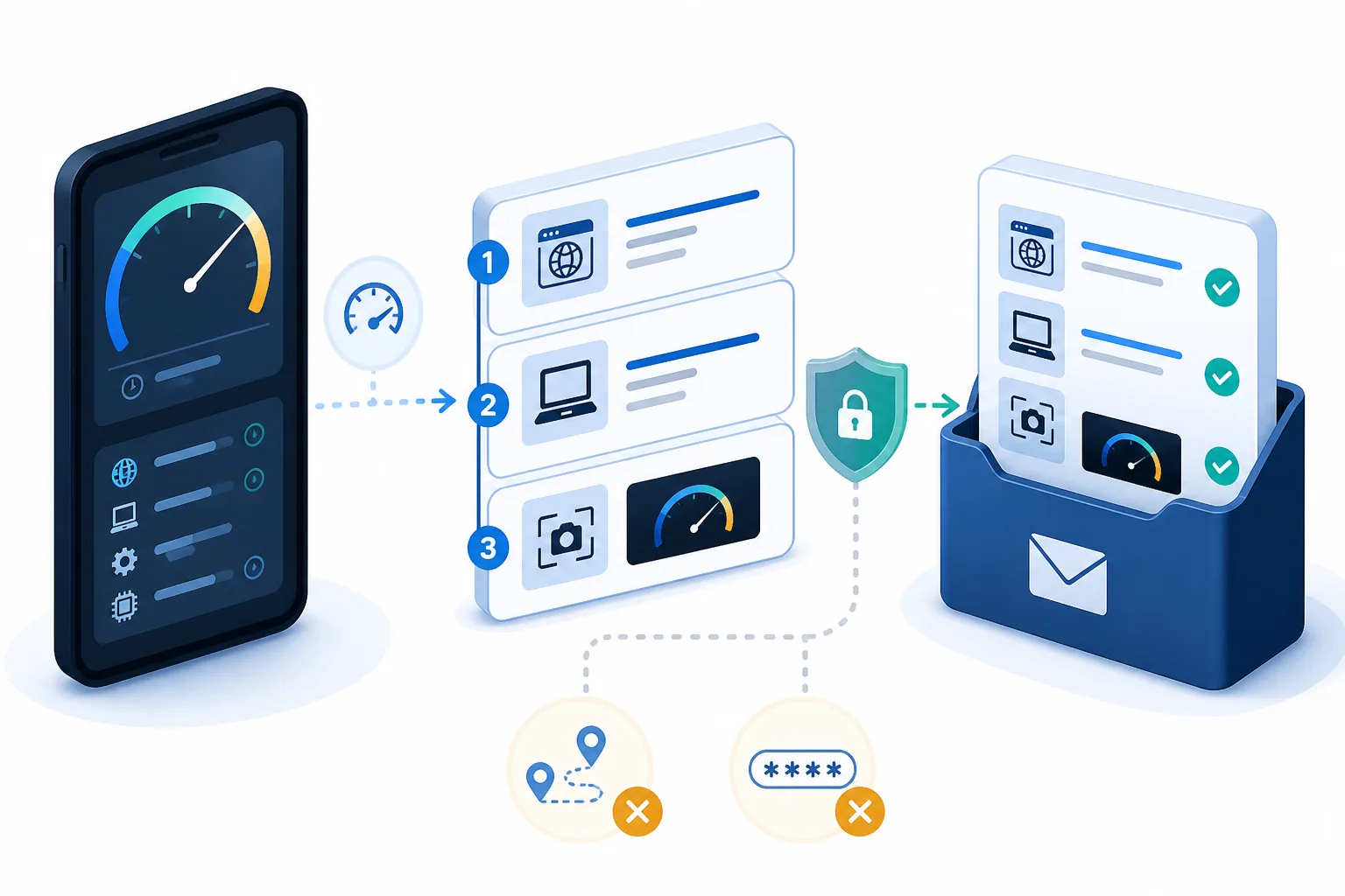 Privacy-conscious support report with device details, reproduction steps and sensitive data excluded