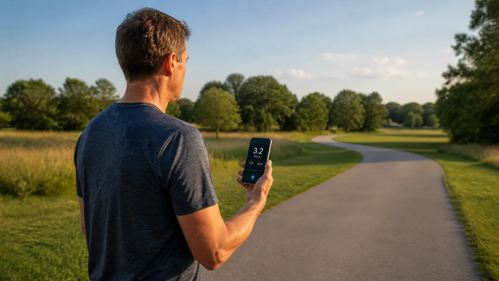Outdoor walking GPS illustration; not a step count or clinical test